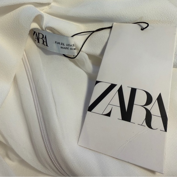 NWT Zara Pleated Shoulder Draped Cowl Neck Sleeveless Blouse in White Size XL - Picture 6 of 16